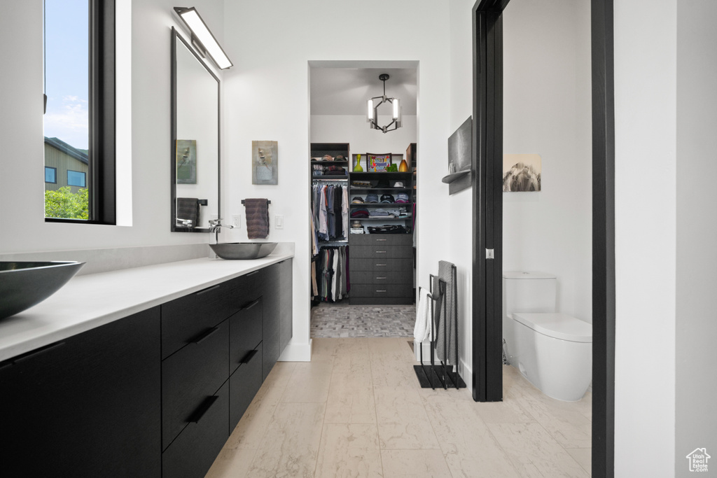 Bathroom with vanity and toilet