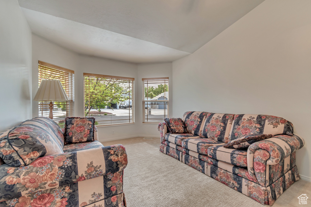 Living room featuring carpet and baseboards