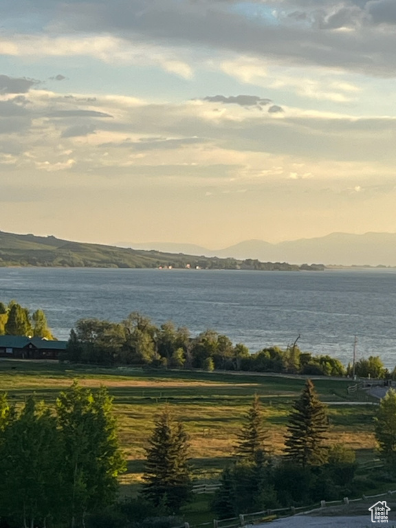 Water view featuring a mountainous background