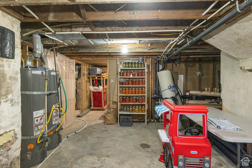 Basement with secured water heater