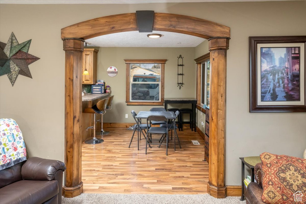 Interior space with light wood-type flooring