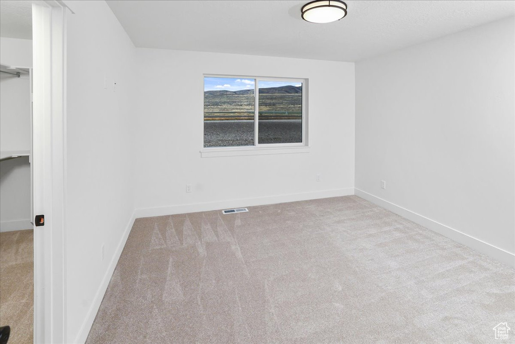 Unfurnished room with light carpet