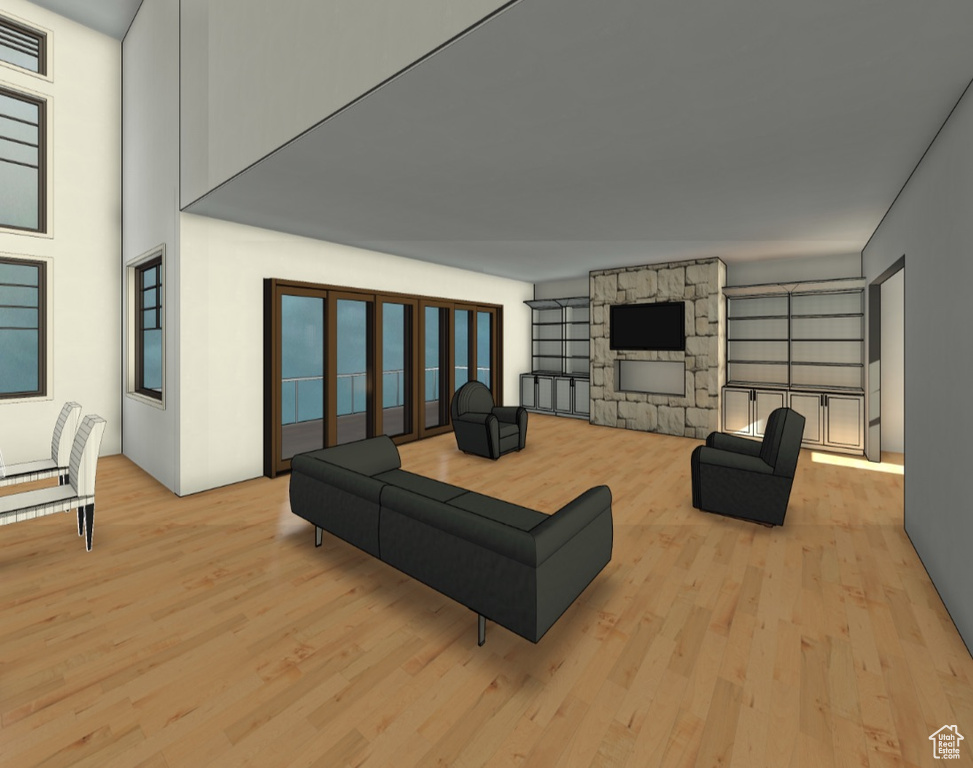 Living area with visible vents and wood finished floors