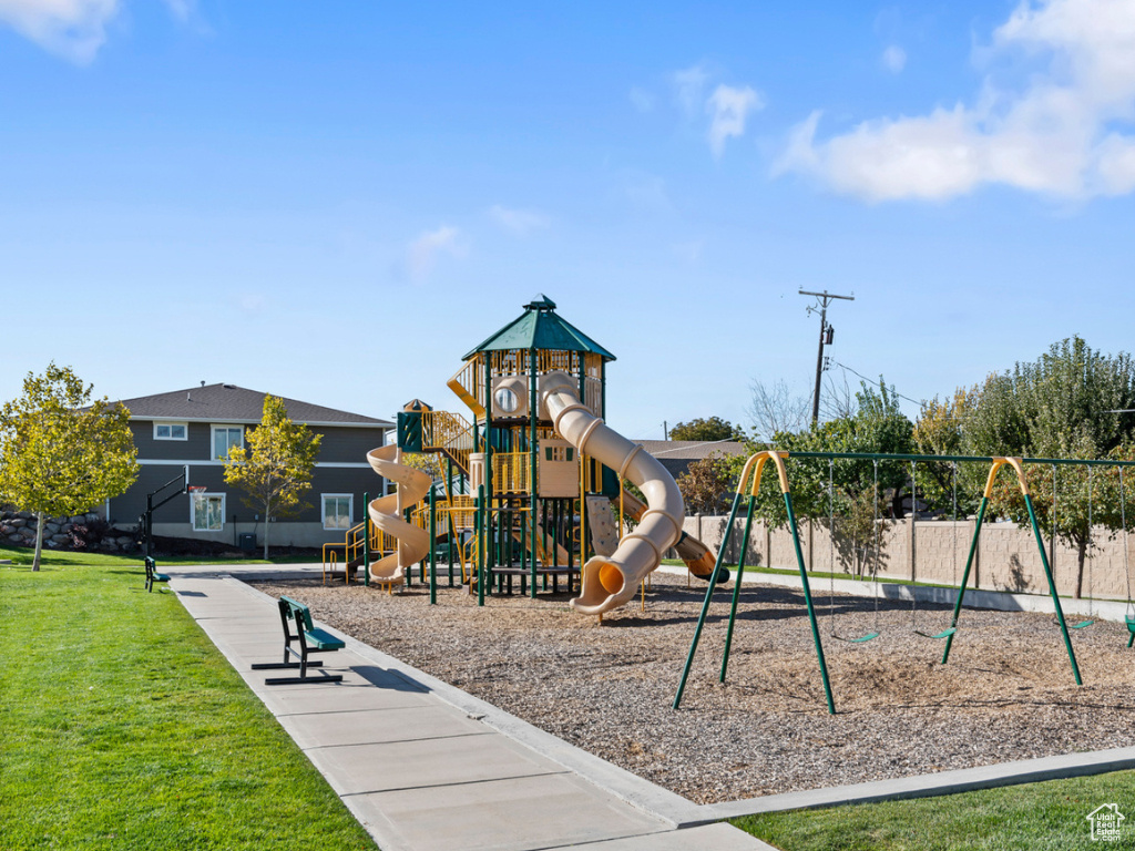 Community play area with a yard