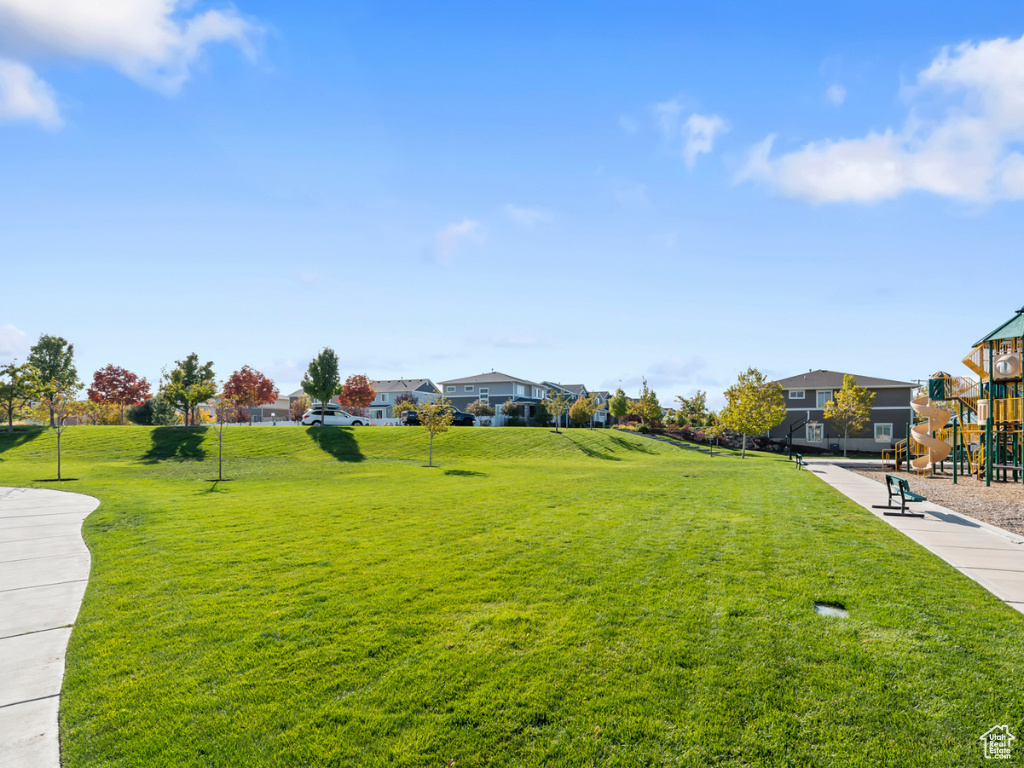 View of property\\\\\\\'s community featuring a residential view and a yard
