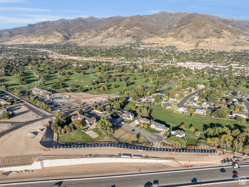 Aerial view featuring a mountain view