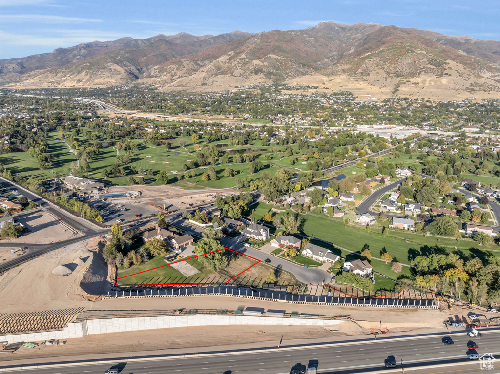 Drone / aerial view with a mountain view