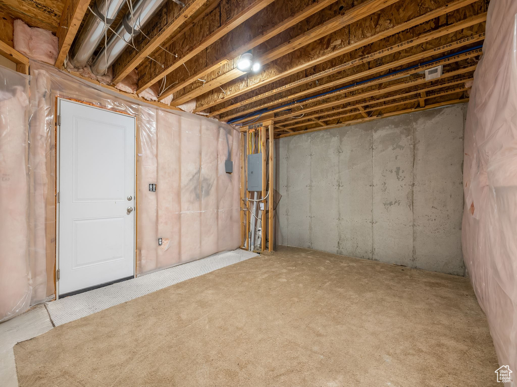 Basement with electric panel