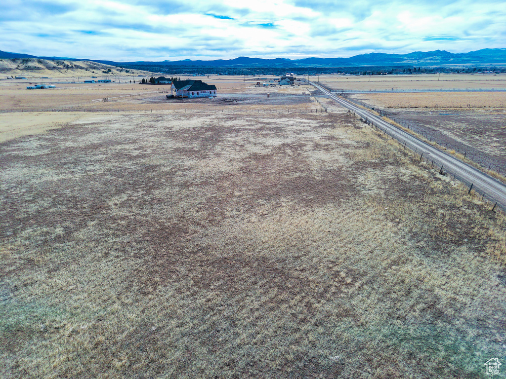 Aerial view featuring a mountain view and a rural view