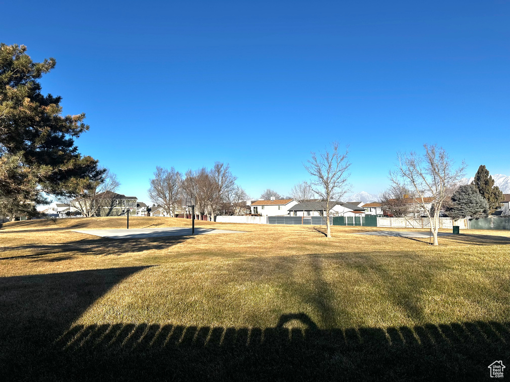 View of yard featuring volleyball court