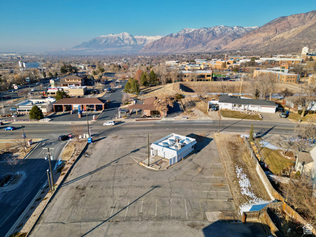 Drone / aerial view with a mountain view