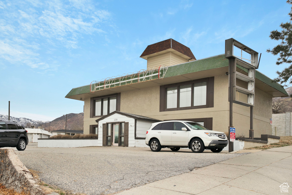 Exterior space with a mountain view