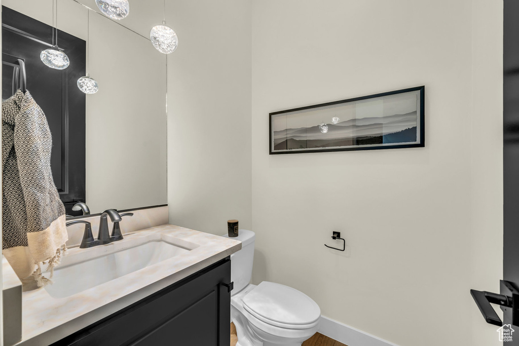 Bathroom with vanity and toilet