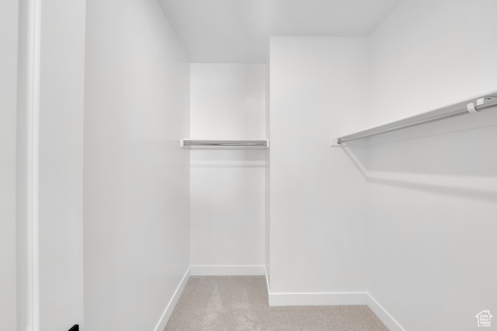 Walk in closet with carpet flooring