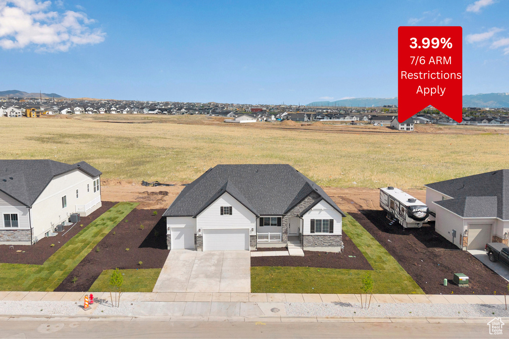 View from above of property featuring mountains