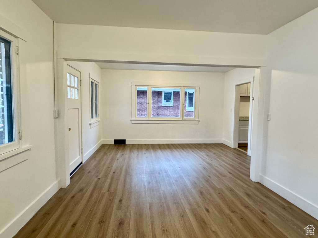Interior space with hardwood / wood-style flooring