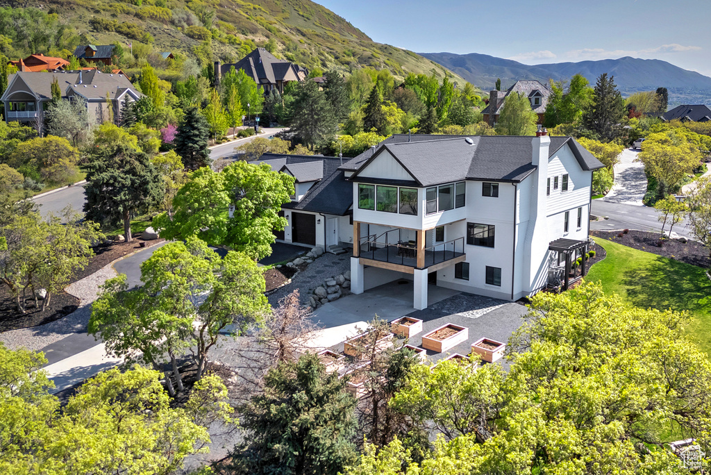 Aerial view with a mountain view and a residential view