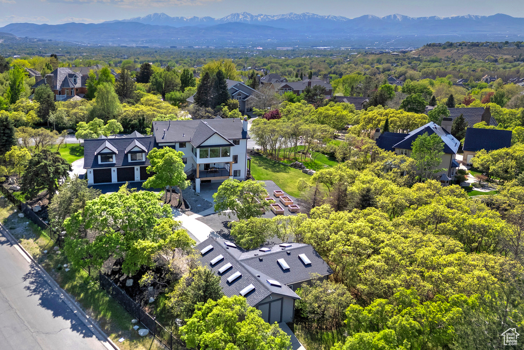 Aerial view with a mountain view and a residential view