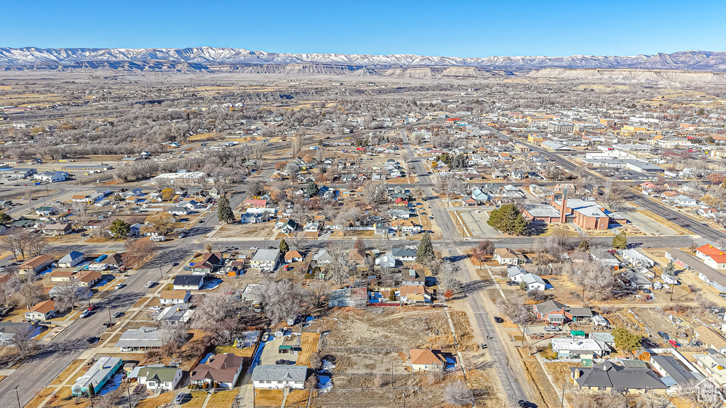 Aerial view featuring a mountain view