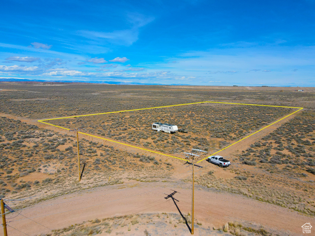 Overview of rural landscape with property parcel outlined and a desert landscape