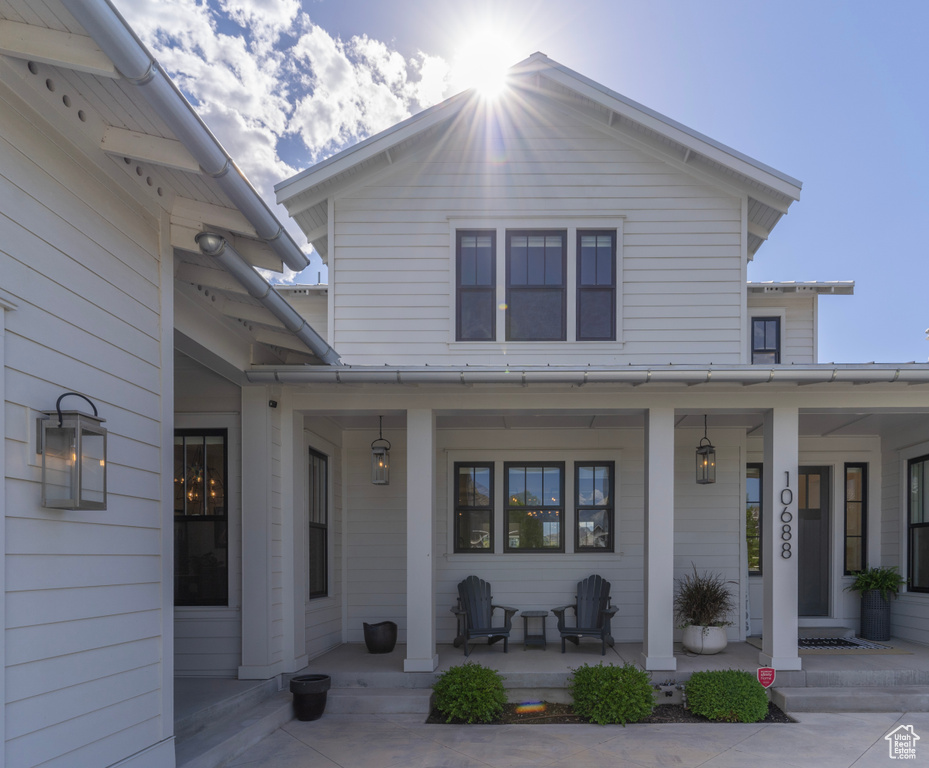 Exterior space with covered porch