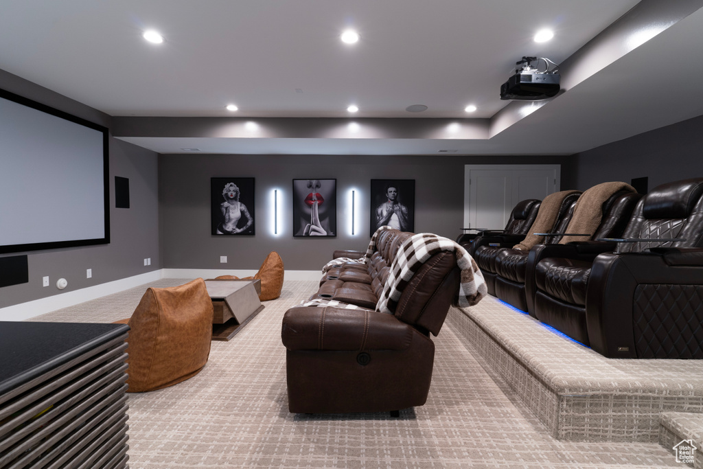 Cinema with carpet flooring