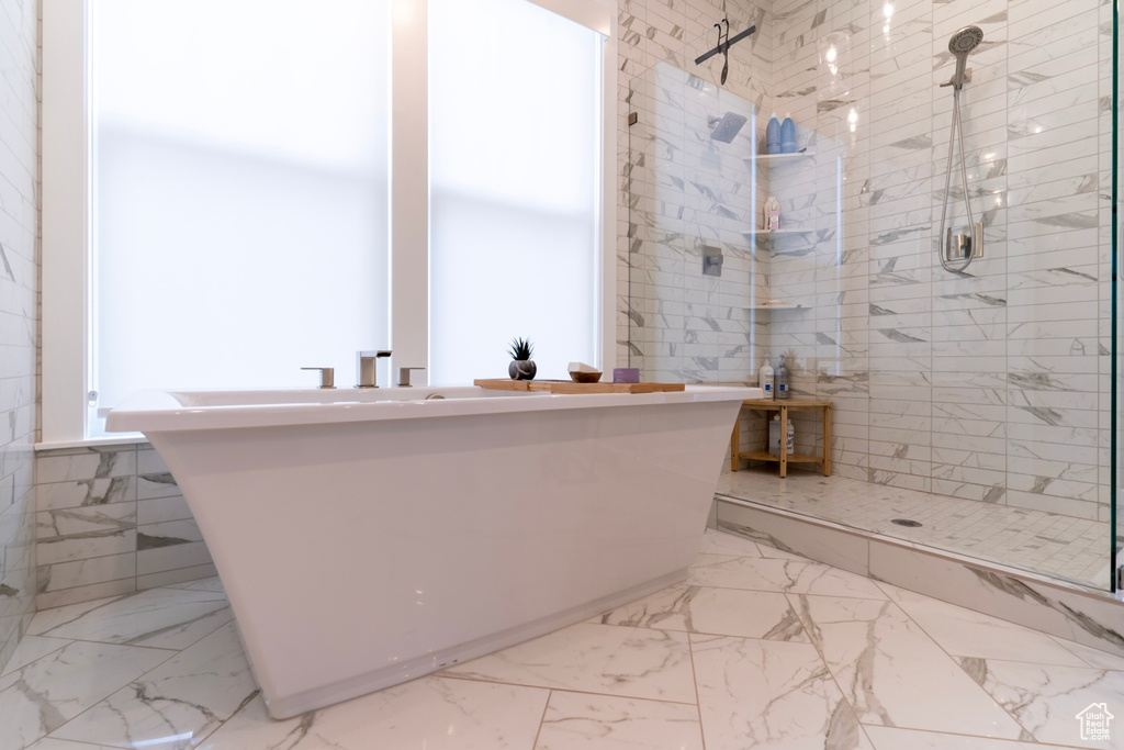 Bathroom with independent shower and bath