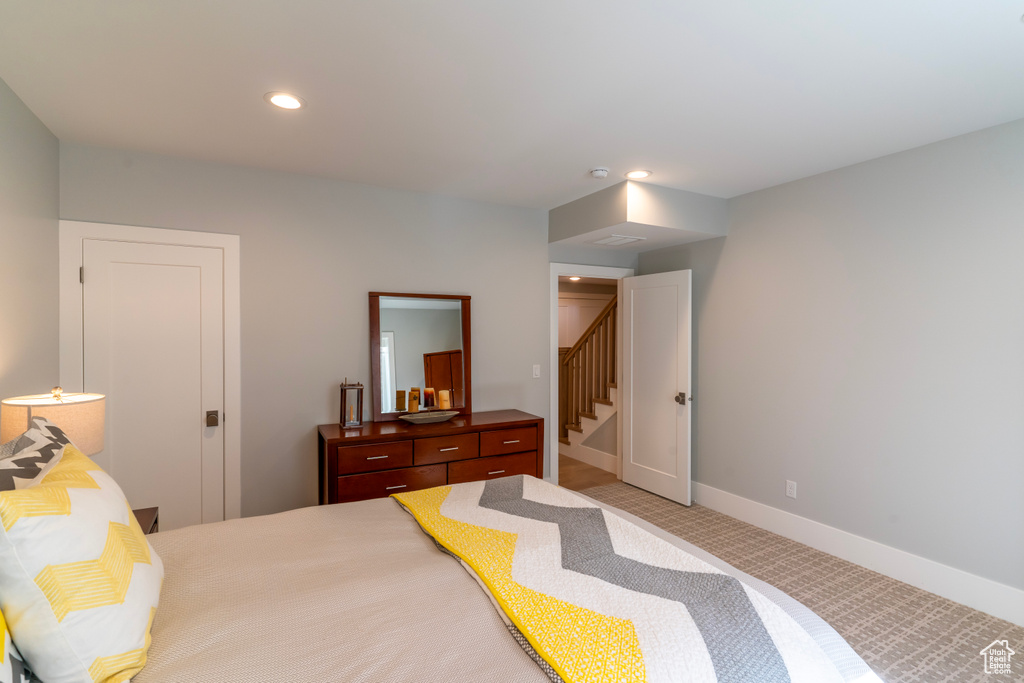 Bedroom with carpet flooring