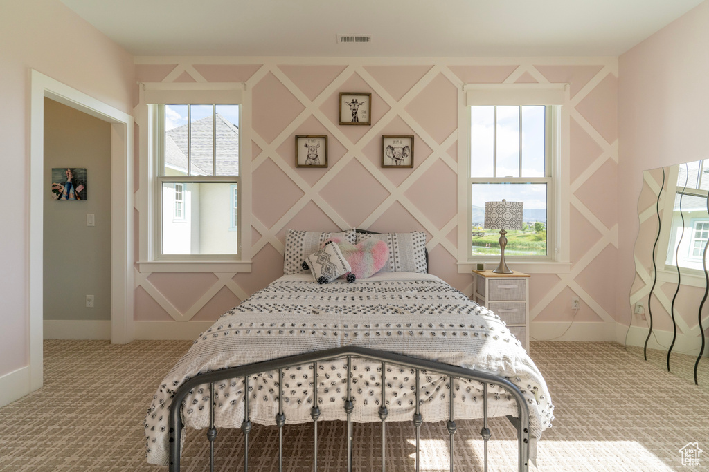Bedroom with carpet floors