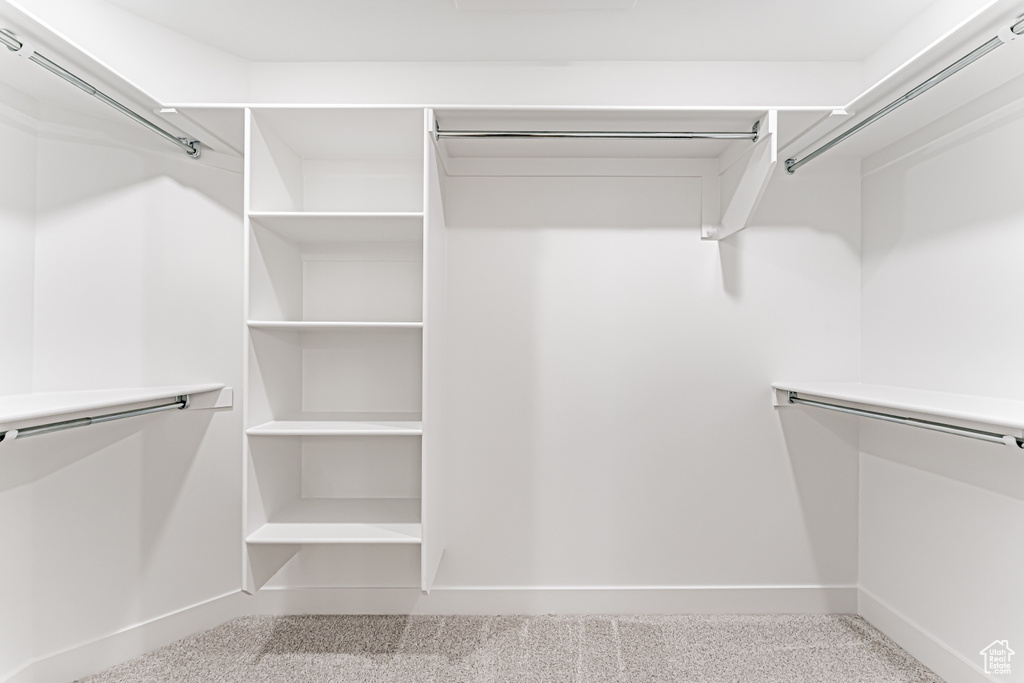 Walk in closet with carpet