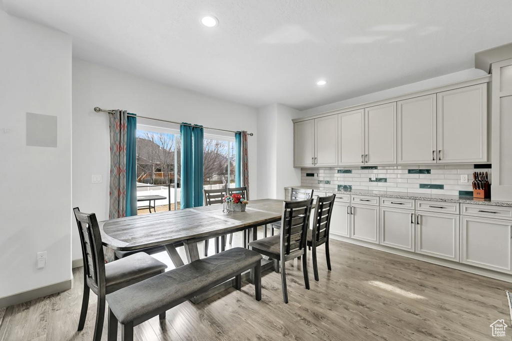 Dining area featuring light hardwood / wood-style flooring