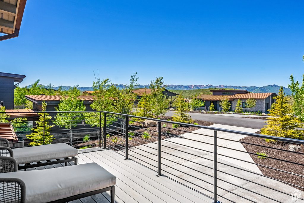Balcony with a mountain view