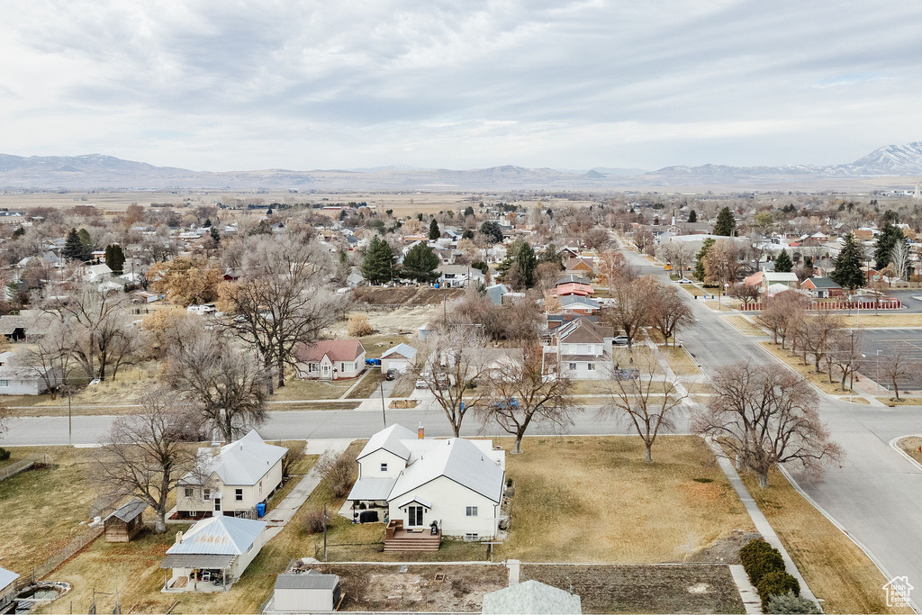 Drone / aerial view with a mountain view