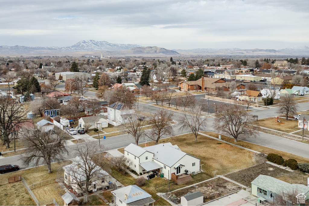 Drone / aerial view with a mountain view