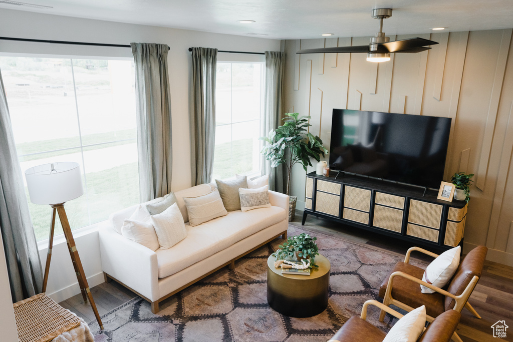 Living room featuring wood-type flooring