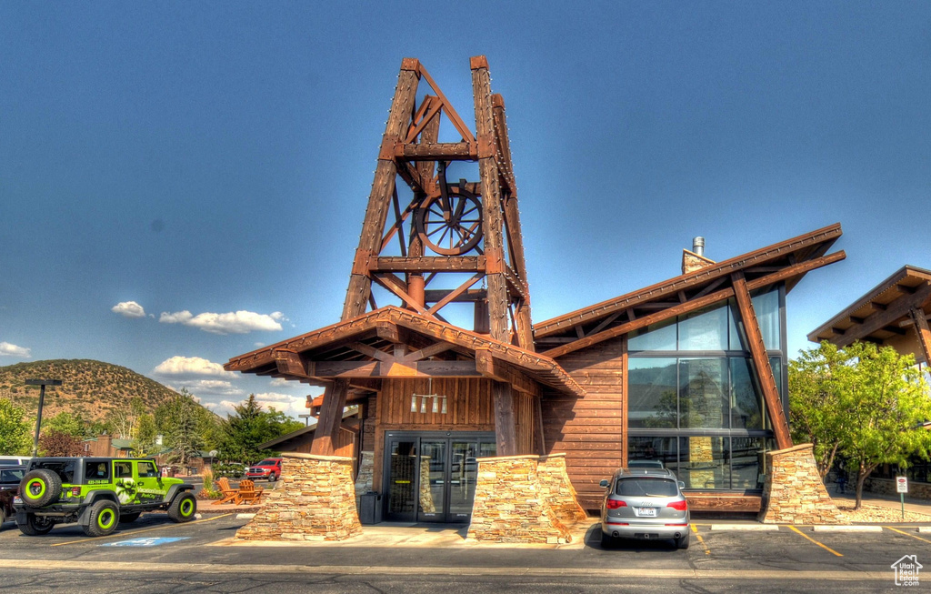Exterior space featuring a mountain view