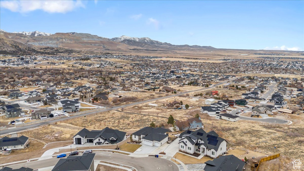 Aerial view featuring a mountain view