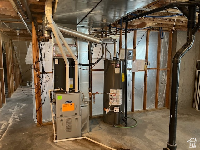 Utilities with heating unit and water heater