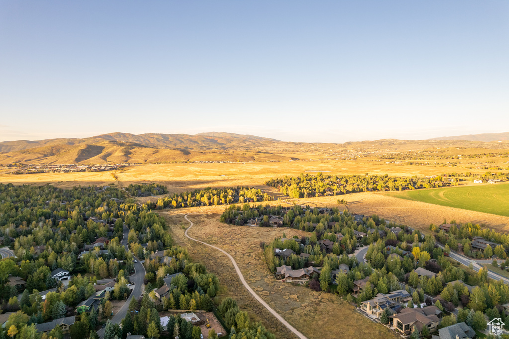 Drone / aerial view featuring a mountain view