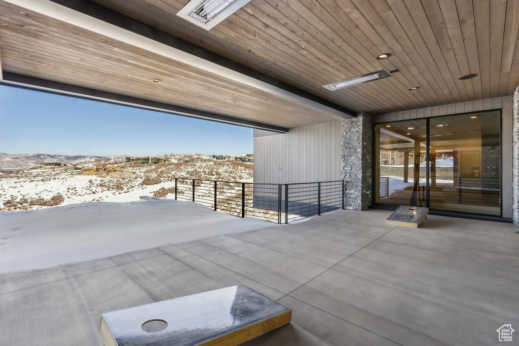 View of snow covered patio