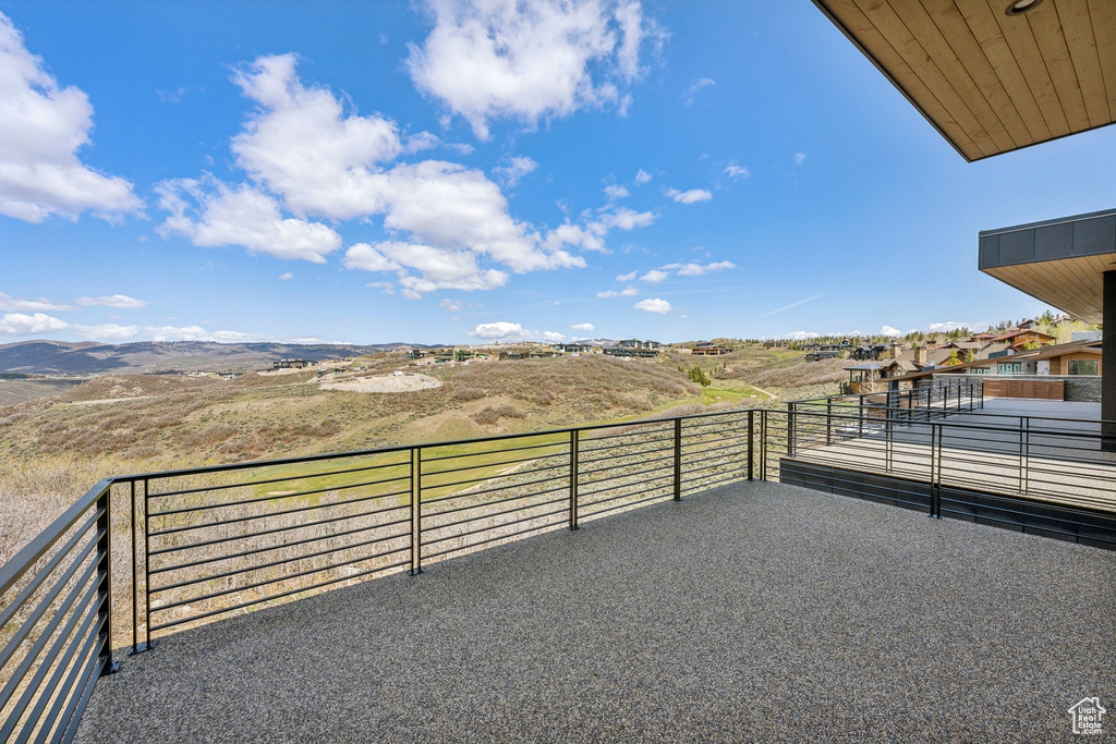 Balcony with a mountain view