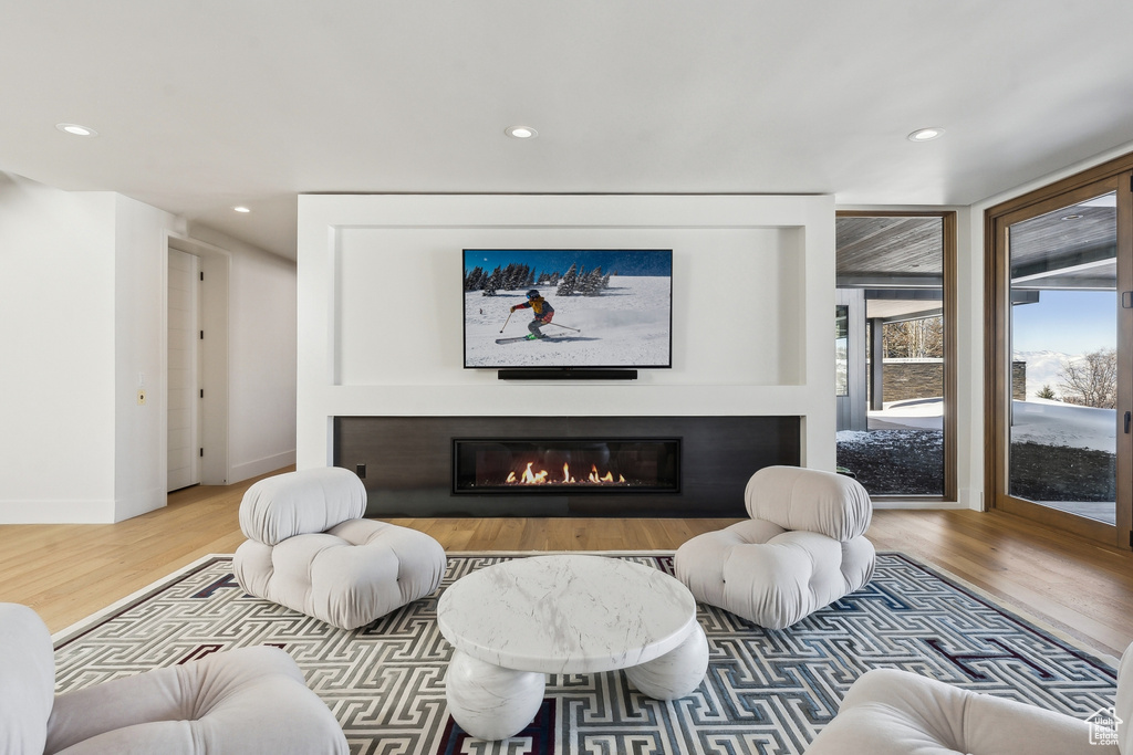 Living room featuring hardwood / wood-style flooring