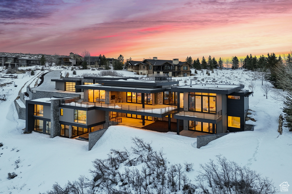 View of snow covered property