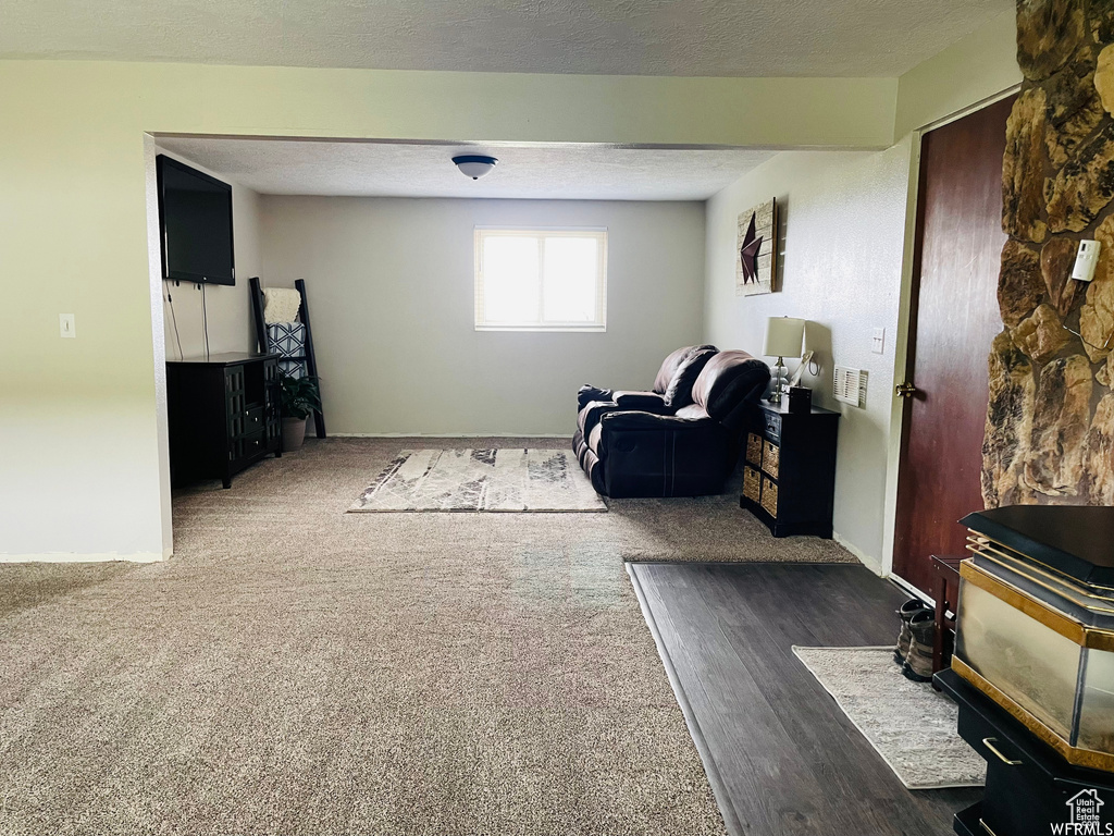 Interior space with a textured ceiling