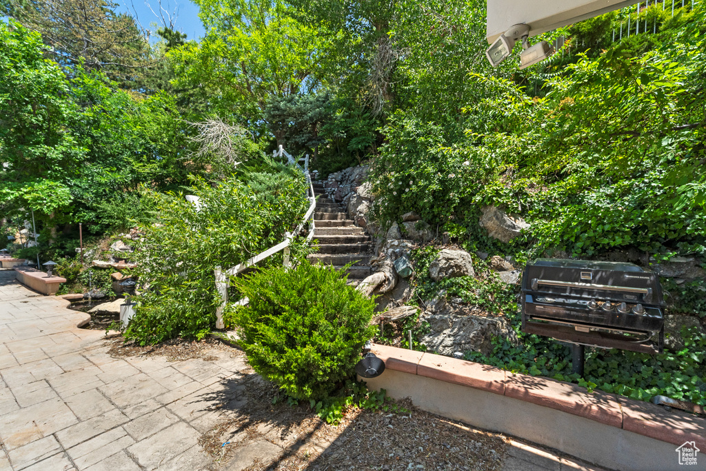 View of patio / terrace featuring stairway