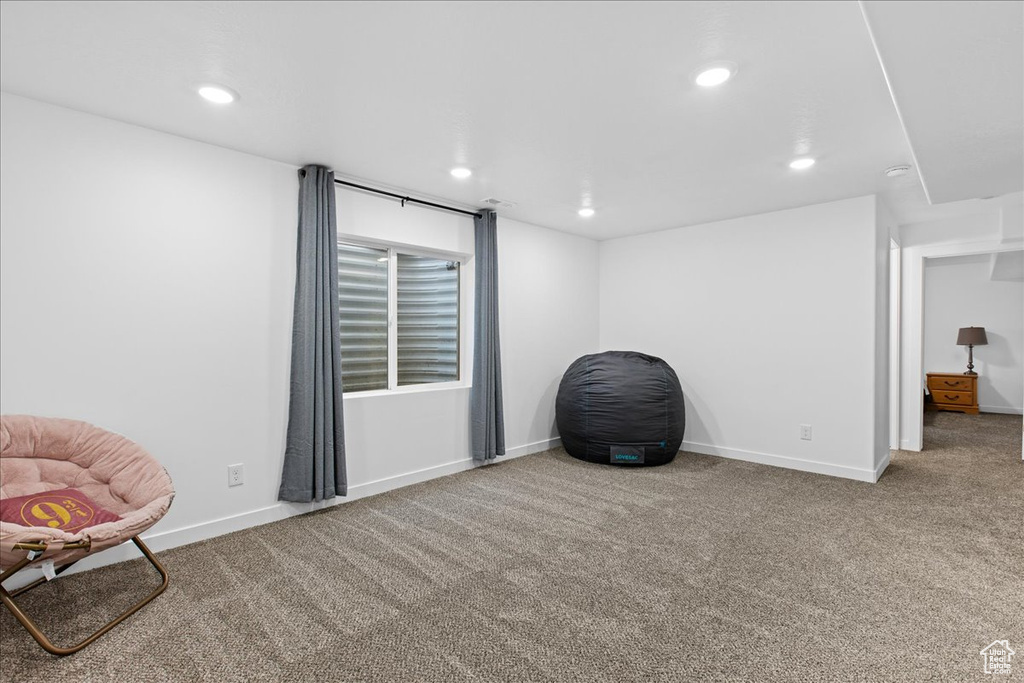 Sitting room with carpet floors