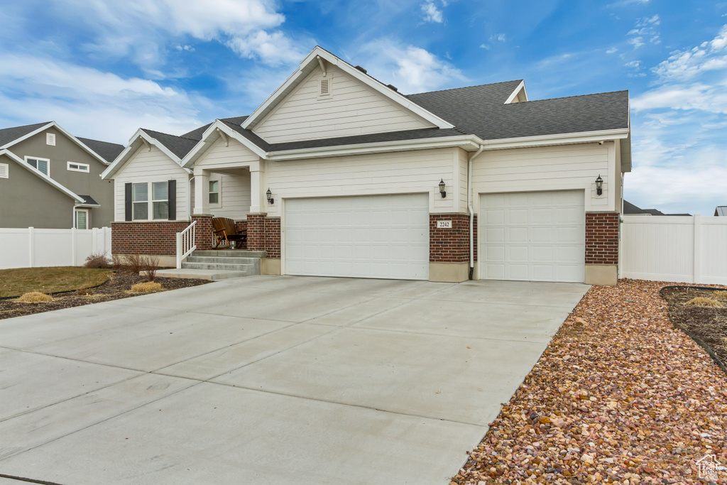 View of front facade with a garage