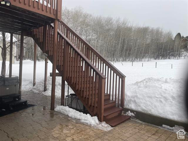 View of snow covered deck