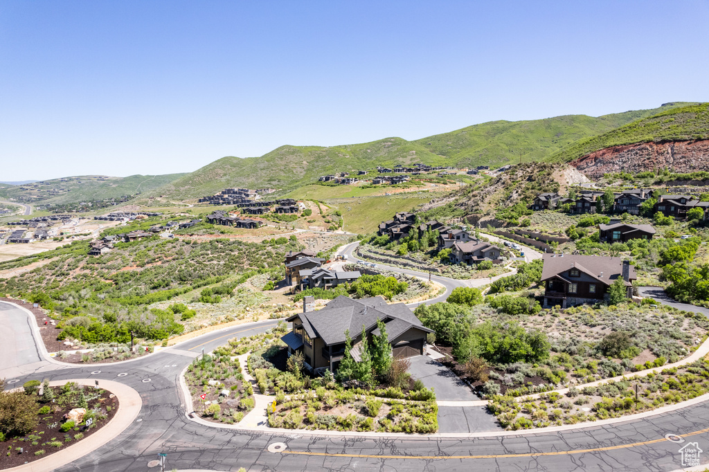 Drone / aerial view of a mountainous background