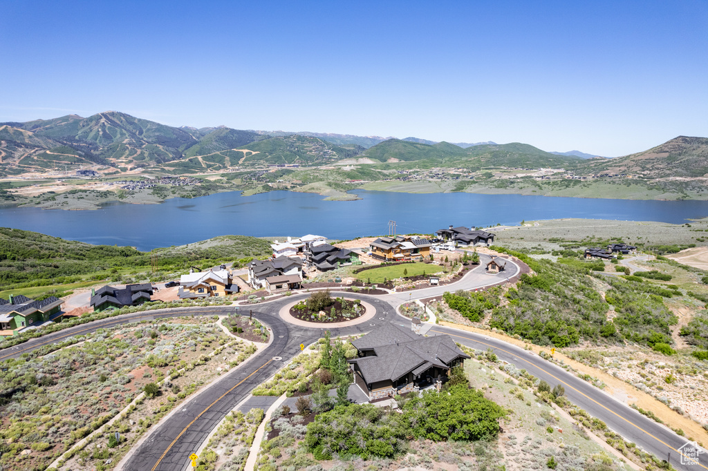 Aerial view of a water and mountain view